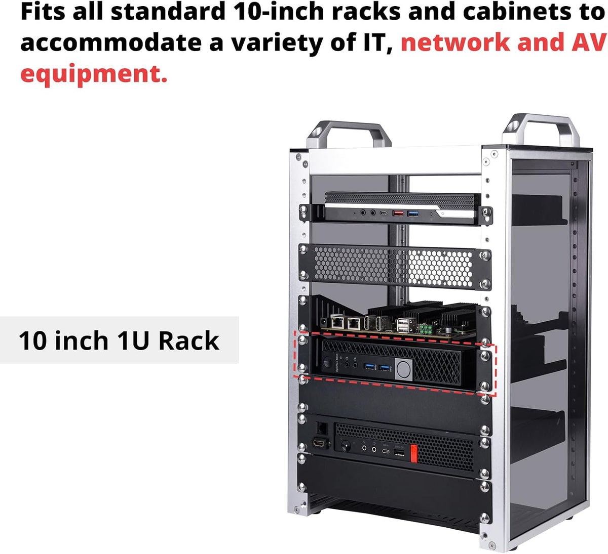 GeeekPi 2PCS 1U Rack Mount Shelf for 10 inch Server Rack, 7.87" Depth Vented Cantilever Tray for Network Rack and DeskPi RackMate T1/T0 Server Cabinet - Image 3