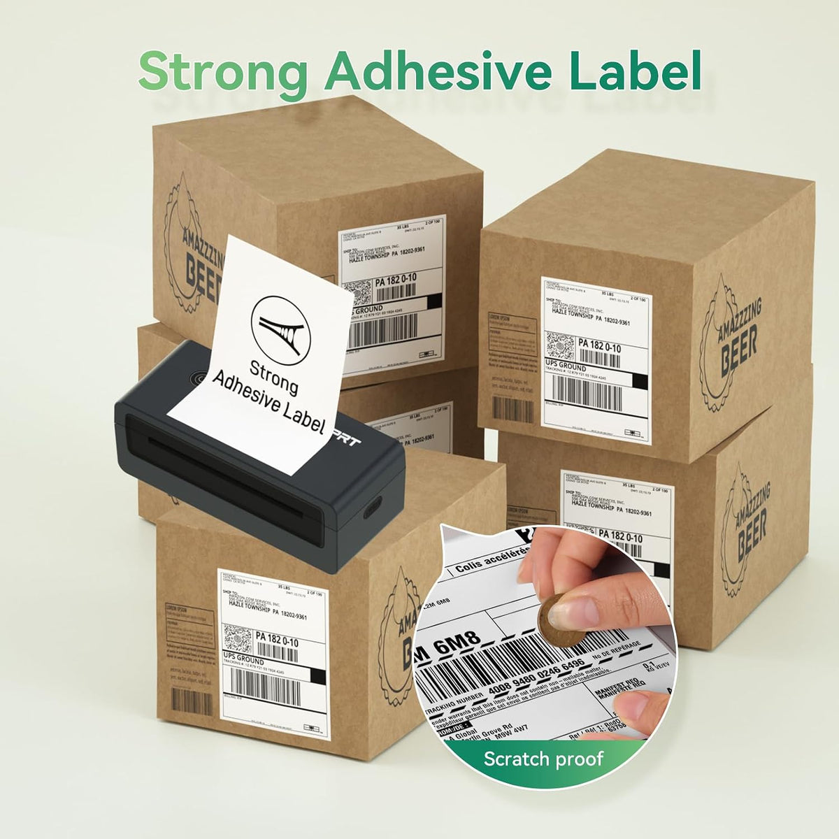 iDPRT Shipping Labels - 4x6 Thermal Direct Address Labels, Fan-Fold, Strong Adhesive, 500 per Stack, Compatible with JADENS,MUNBYN,Nelko,Phomemo,KNAON,iDPRT Thermal Label Printers - Image 5