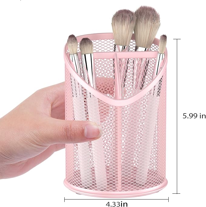 Delifox 2 Pack Pen Holder Mesh Round Pencil (Pink) - Image 2