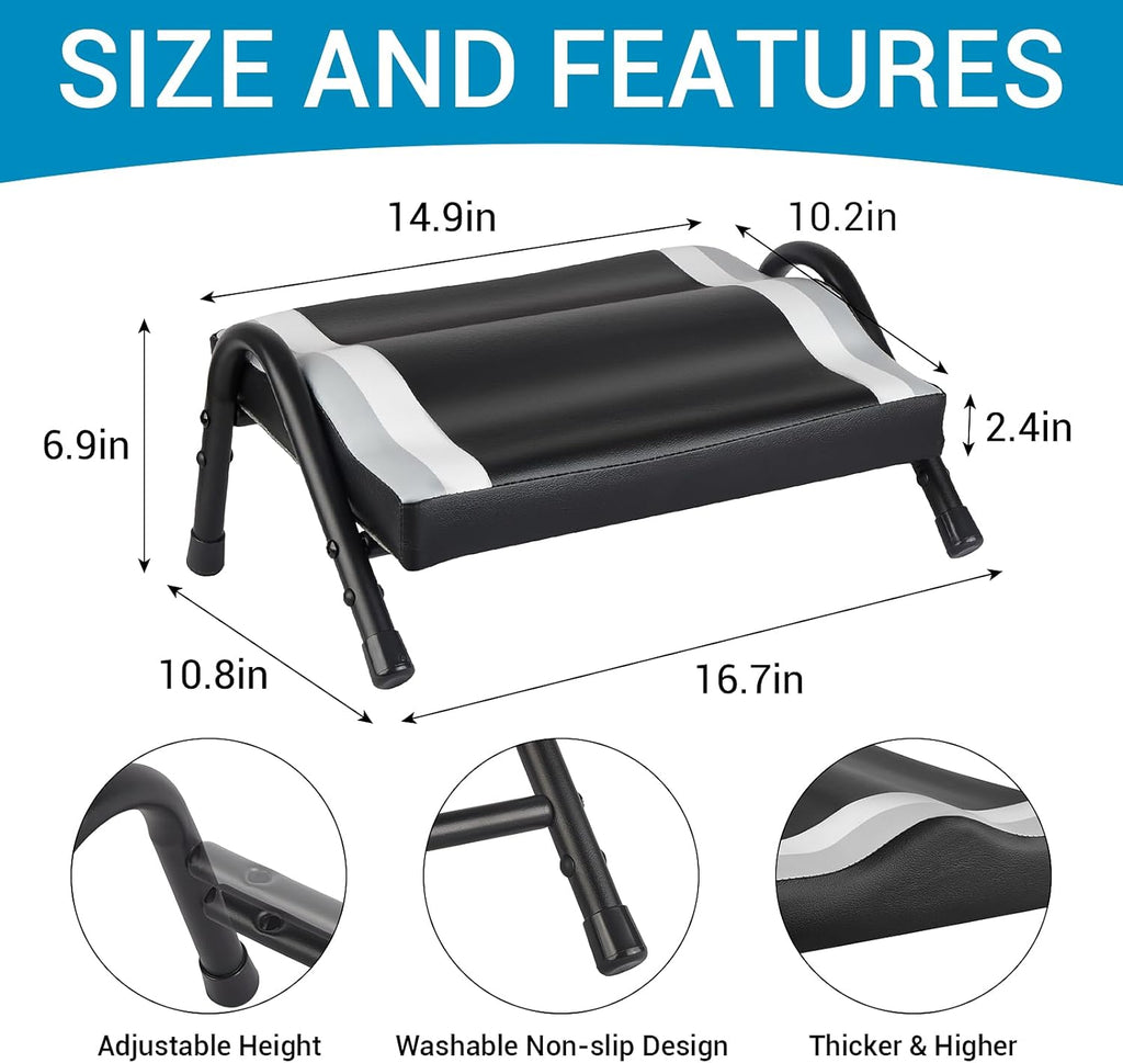 Ergonomic Adjustable Under Desk Foot Rest， Black - Image 3