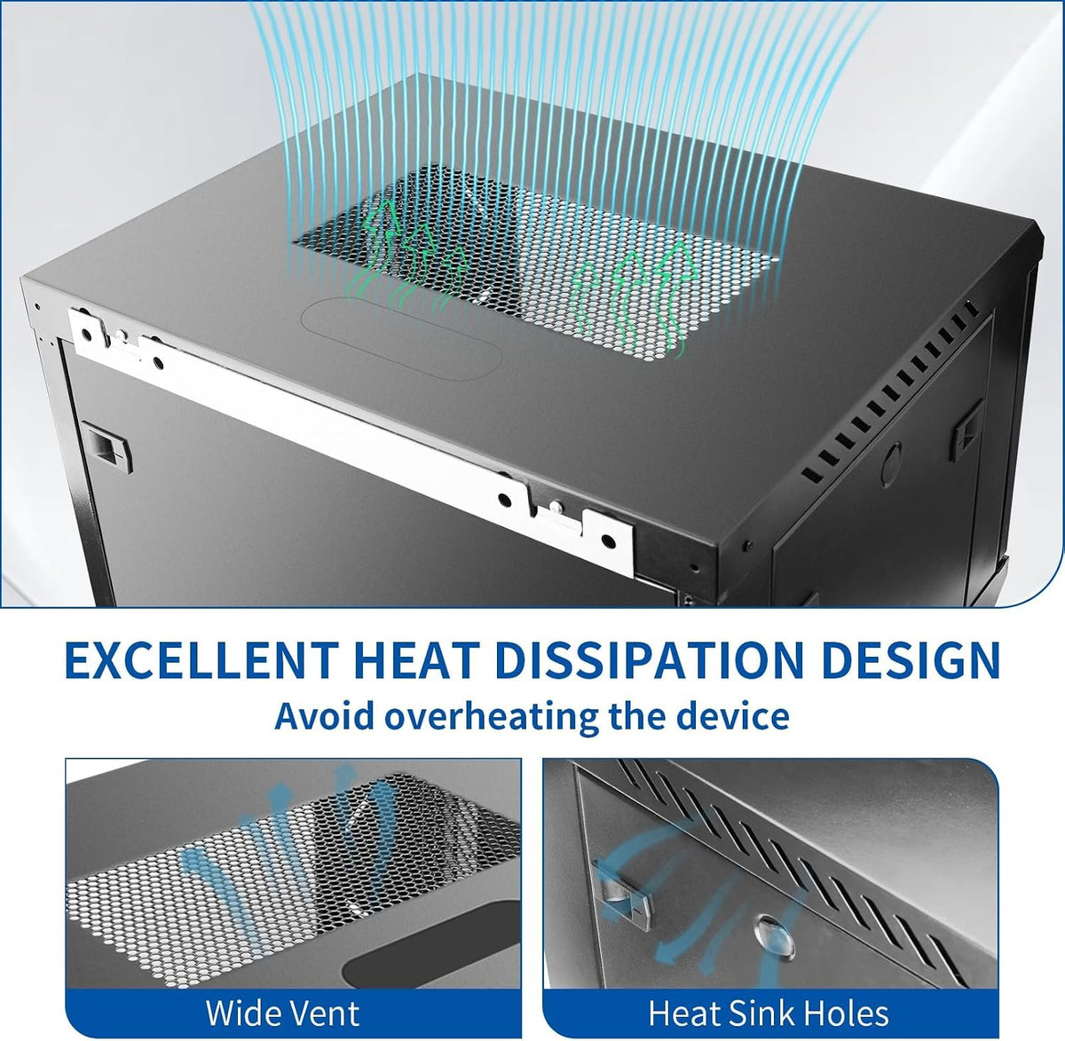12U Server Rack Cabinet, Wall Mount Network Rack Enclosure Includes Locking Glass Door, Removable Side and Back Panels, 15" Deep Network Data Cabinet for Computer IT and A/V Equipment - Image 3