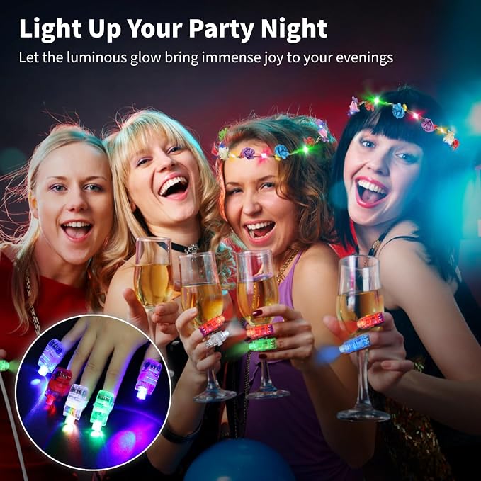 150Pcs LED Finger Lights, 9 Colors Finger Flashlights, Battery Powered Light Up Finger Ring Toys, Mini Finger Lamps, Glow in The Dark Party Supplies for Rave Concert Shows - Image 4