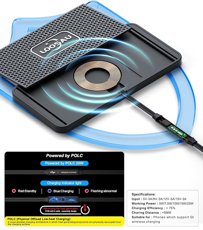 25W Wireless Charger Car Fast Wireless Phone Charging Pad Type C | Non Slip with 45W Type-C Car Charger Compatible for iPhone 17 16 (25W)15 14 13 12(15W) Pro Max - Image 3