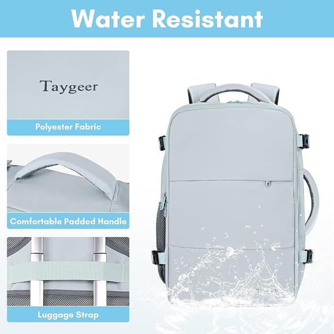Taygeer Carry On Backpack, 40l Travel Backpack for Women Airline Approved | Cute Underseat Personal Item Travel Bag With Shoe Compartment, Casual Daypack Gifts for Friend Hiking Outdoor Weekend,Blue - Image 7