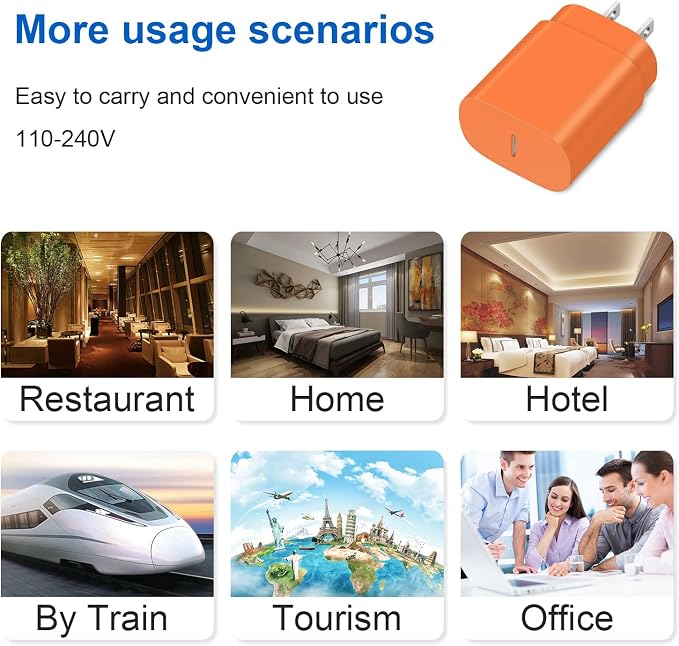 Type C Charger Fast Charging,USB C Charger,25W Samsung Super Fast Charger | for Samsung Galaxy S26/S25/S24/iPhone 17/16/15 Series,Android,with 6FT Extra Long USB C Cable (2-Pack with 2 Cable Orange) - Image 6