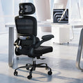 TRALT Ergonomic Office Chair Desk Chair with Adjustable Lumbar Support | Home Office Desk Chairs with Flip-up Armrests & 3D Headrest - Mesh Gaming Chairs for Adults, 330lbs, PU Leather (Black, 1) by TRALT