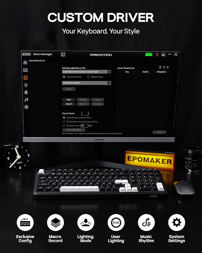 EPOMAKER TH99 Tri-Mode Wireless Mechanical Keyboard with 8000mAh Battery | Hot Swappable Custom RGB Gaming Keyboard with Numpad, Creamy Gasket Keyboard for PC/Mac/Office (Black, Creamy Jade) - Image 7