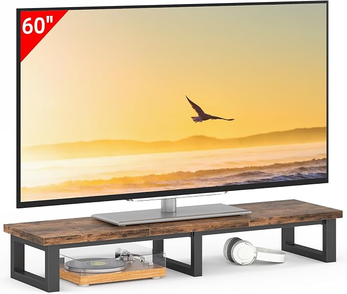 YAOHUOO 45" Large TV Riser for 32-60 inch TV, TV Riser Stand Shelf,Brown by YAOHUOO