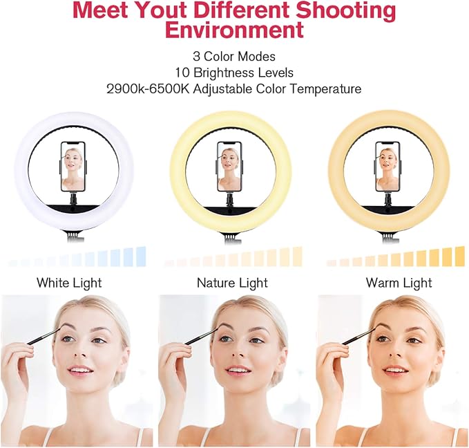 18 inch LED Ring Light with Tripod Stand Dimmable Makeup Selfie Ring Light for Studio Portrait YouTube Vlog Video Shooting with Carrying Bag and Remote Controller, CRI 90 - Image 2