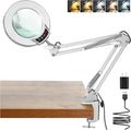 Coyeth 10X Magnifying Glass with Light and Clamp, Real Glass Stand Lighted Magnifier, 5 Color Modes Stepless Dimmable LED Desk Lamp Hands Free for Crafts Hobby Reading Painting Close Work - Silver by COYETH