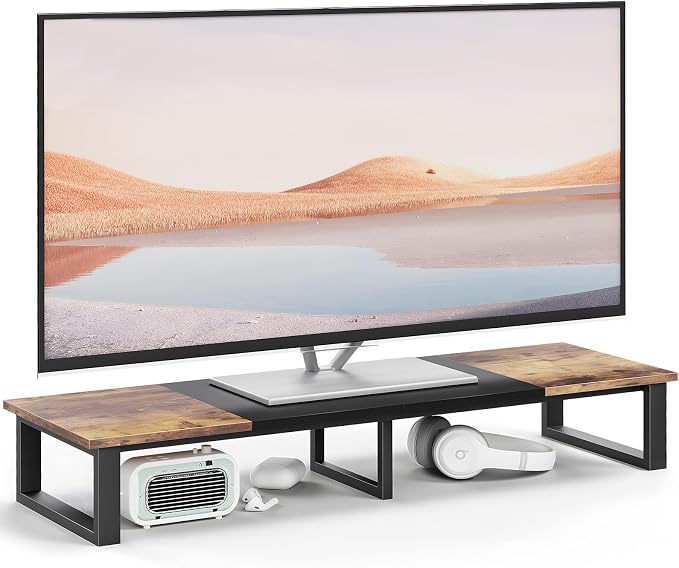 aboxoo 45" TV Riser Stand for 32-60 Inch TV, TV Shelf with Steel Legs | Brown TV Riser Stand with Storage, Tabletop TV Riser for Home Living Room, Study Office, Fit TV, Monitor, Laptop by aboxoo