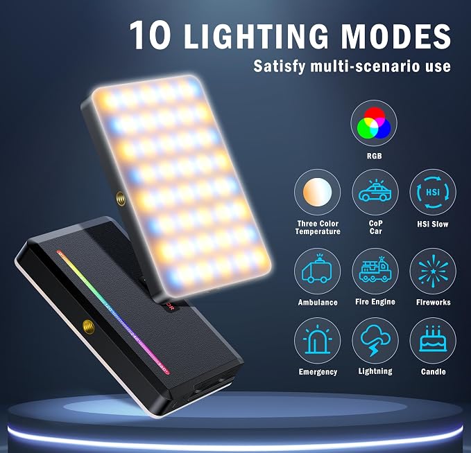 129 LED Camera Light with Metal Hotshoe,3000Mah Rechargeable,Color Temperature 3000-9000K Adjusted 10 Lights Modes for TikTok,Vlog,Selfie,Videoconferencing - Image 4