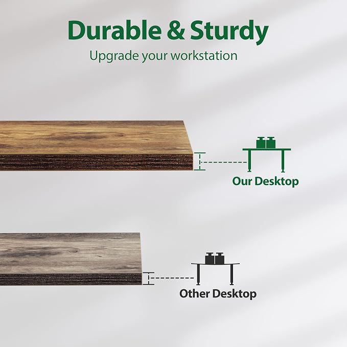 Agilestic Electric Height Adjustable Standing Desk, 63 Inch, Rustic Brown | Smooth Height Adjustment, Memory Presets, Hooks, Stable Steel Frame,154 lbs Capacity, Easy Assembly, Splice Board - Image 4