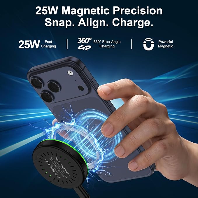 25W Magnetic Wireless Charger for Samsung S26 Ultra/S26 Fast Charging Pad | Magnet Wireless Phone Charger for Android Compatible with Samsung Galaxy S26+, Google Pixel 10/10 Pro XL/10 Pro Fold/10Pro - Image 6