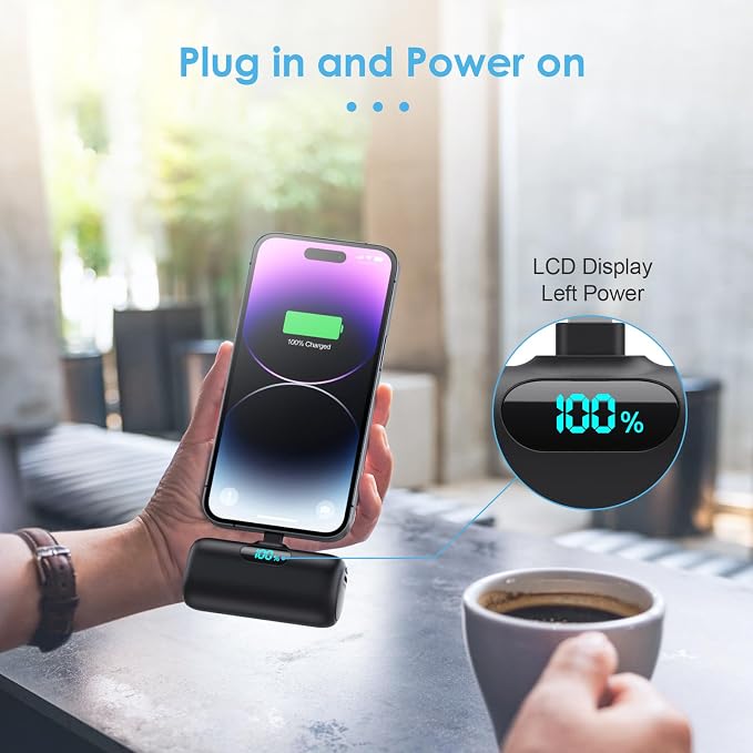 Feob [2 Pack] Small Portable Charger for iPhone14/13, 5500mAh PD Fast Charging Power Bank, LCD Display Cute Mini Battery Pack Compatible with iPhone 14/14 Pro Max/13/13 Pro/12 Pro/11/XR/X/8 - Image 5