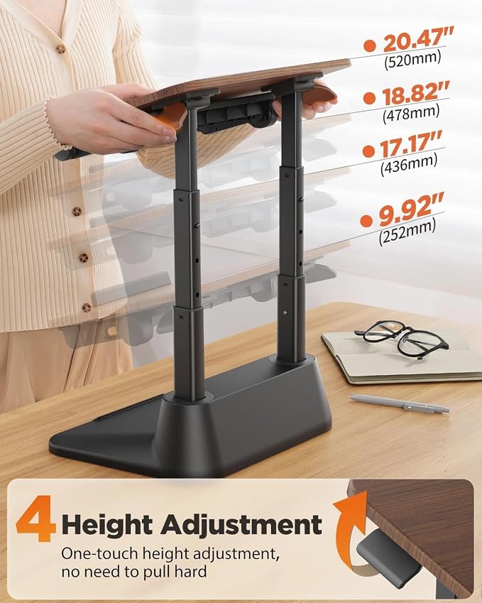 SAIJI Laptop Stand for Desk, Adjustable Standing Desk Riser Up to 20.5" | Stable Laptop Riser with Foldable Mouse Pad, Standing Laptop Stand,Adjustabl Height Up to 20.47", Fit All Laptops Under 17.3" - Image 6