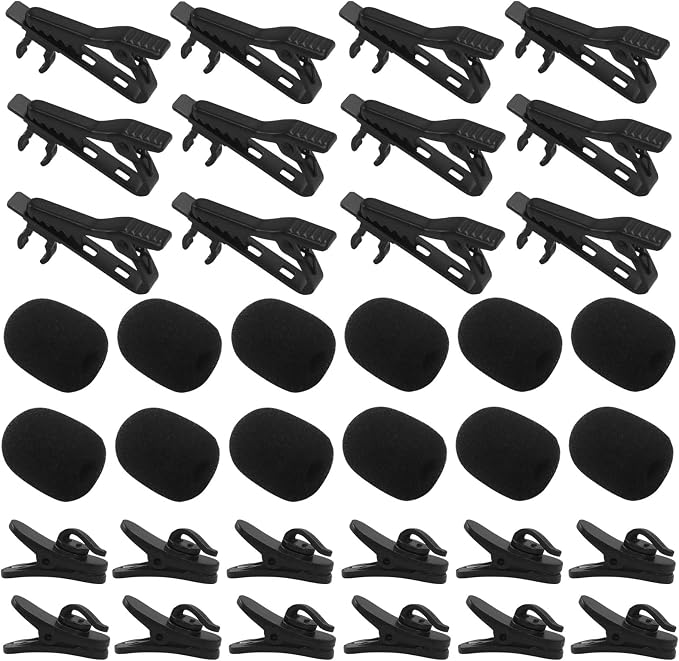 12 Pcs Lavalier Microphone Clips Replacement Kit | 12 Pcs Foam Windscreen Covers, 12 Pcs Plastic Wire Clips, Voice Recording, Video Conferencing & Online Meetings by Unknown
