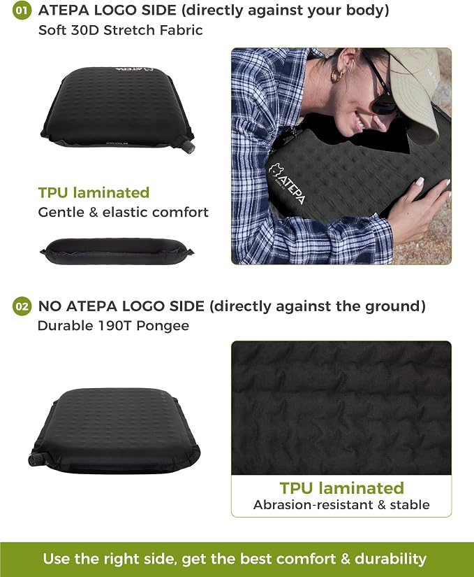 ATEPA Inflatable Seat Cushion | 2" & 2.5" Foam Core Seat Pad, Self Inflating, Compact, Stadium, Airplane, Travel, Camping, Hiking, Sports events - Image 7