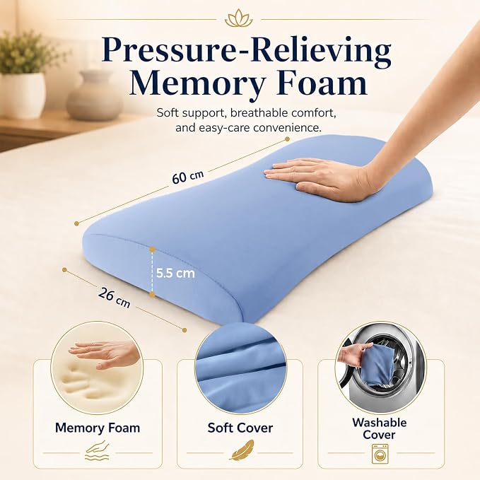 vamorry Lumbar Pillow for Sleeping, Lumbar Support Pillow for Bed for Back Pain Relief, Memory Foam Lower Back Pillow for Bed, Back Support Pillow for Side & Back Sleepers, Washable Cover - Image 7