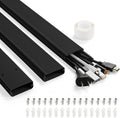 47in TV Cord Hider, Adhesive & Screw Mount Large Cable Hider Kit | Cord Covers for Wall Mount TV, Paintable Cable Management Cord Organizer, Wire Hiders for TV on Wall L15.7inW2inH0.7in, Black by YCLYC