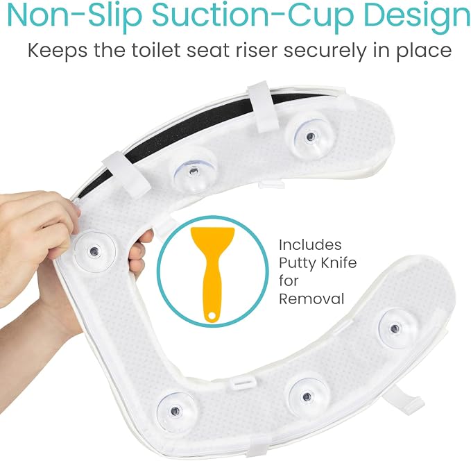Vive Toilet Seat Riser Cushion for Seniors - Fits All Toilet Seats | Raised Toilet Seat with High-Density Foam for Elongated & Standard - Cushioned & Padded - Elevated Medical Handicap Lifter - Image 7