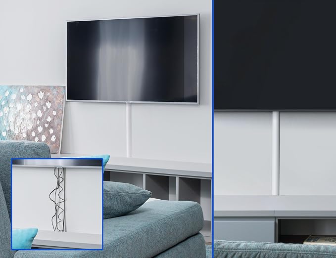 ZhiYo 34in Cord Hider for 2-4 Wall-Mounted TV Wires, 1.4" W x 0.7" H, White | Split-Hinge Design for Easy Installation, Half-Round Glazed Finish Ideal for Wall/Baseboard, Self-Adhesive, 2 Pack (17" Each) - Image 3