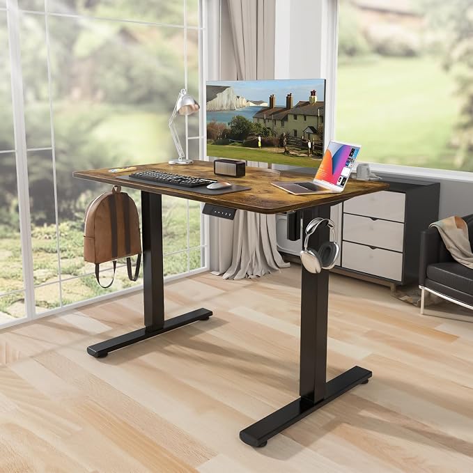 Kingant Standing Desk, 40x24 Inch Electric Height Adjustable Computer Desk | Ergonomic Small Sit Stand Desk Rising Desks for Home Office Stand Up Desk Computer Workstation with Cable Management - Image 6