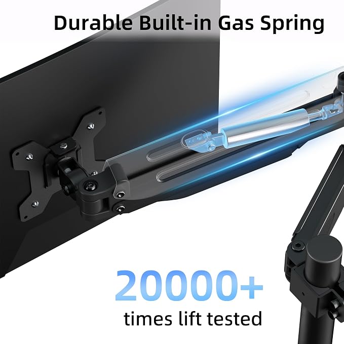 Suptek Dual Monitor Mount Stand-Height Adjustable Gas Spring Monitor Arm Desk Mount for 2 Computer Screens 17 to 32 inches - Each Arm Holds up to 22lbs (MD8822) - Image 5