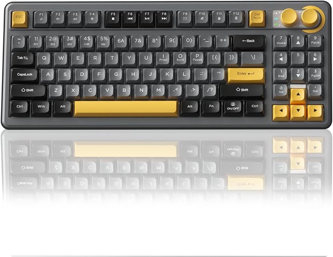 SOLAKAKA SK90 75% Wireless Gaming Keyboard - 4000mAh Tri-Mode (BT5.0/2.4G/USB-C) Cute Creamy Gaming Keyboard with Number Pad, Media Knob, RGB Backlit, Quiet Keys Silent Office Keyboards for PC MAC by CORBOBO