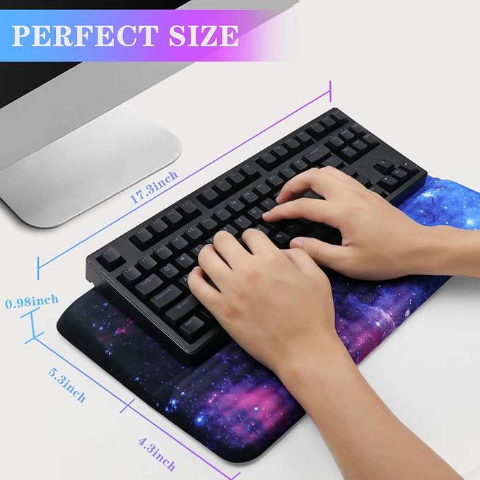 Computer Keyboard Stand with Wrist Rest, Ergonomic Tilted Keyboard Holder - Keyboard Riser with Wrist Pad - Keyboard Tray Support for Office Home - Black Starry Night - Image 6
