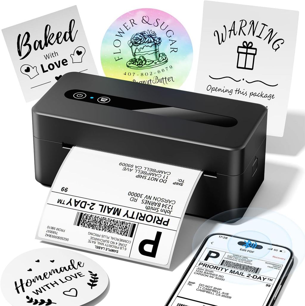 TATTMUSE Bluetooth Thermal Label Printer, 4X6 Shipping Label Printer for Small Business, Thermal Printer Sticker Printer Compatible with Phone, iOS, Android, Windows, Mac, Amazon, Shopify by TATTMUSE
