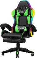 Bigzzia RGB Gaming Chair with Footrest, Lumbar Massage for Adult/Kid（Green） by Bigzzia