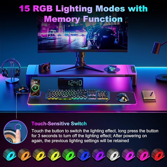 Wireless Charging RGB Gaming Mouse Pad with Foldable Phone Holder, Black | Charging Desk Mat, Large Desk Mat with Waterproof Surface, Ultra-Smooth Surface and Non-Slip Base for Gaming & Office - Image 4
