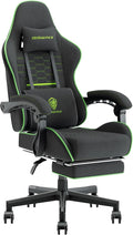 Dowinx Gaming Chair Fabric with Pocket Spring Cushion, Massage Game Chair Cloth with Headrest, Ergonomic Computer Chair with Footrest 290LBS, Black Green by Dowinx