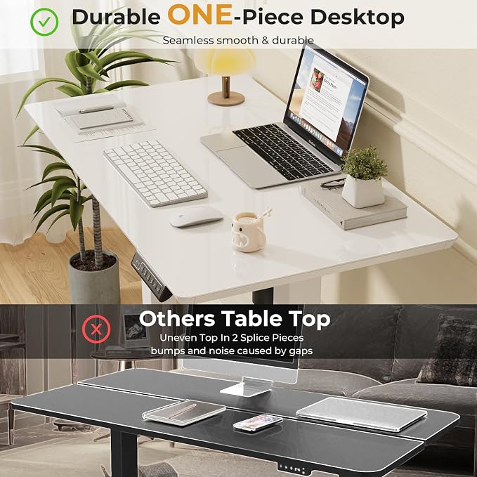JOY worker Electric Glass Standing Desk, 35" Small Drafting Table on Wheels | 35" x 20" White Height Adjustable Desk with Memory Controller, Rolling Sit Stand Computer Workstation for Drawing Walking Pad - Image 6