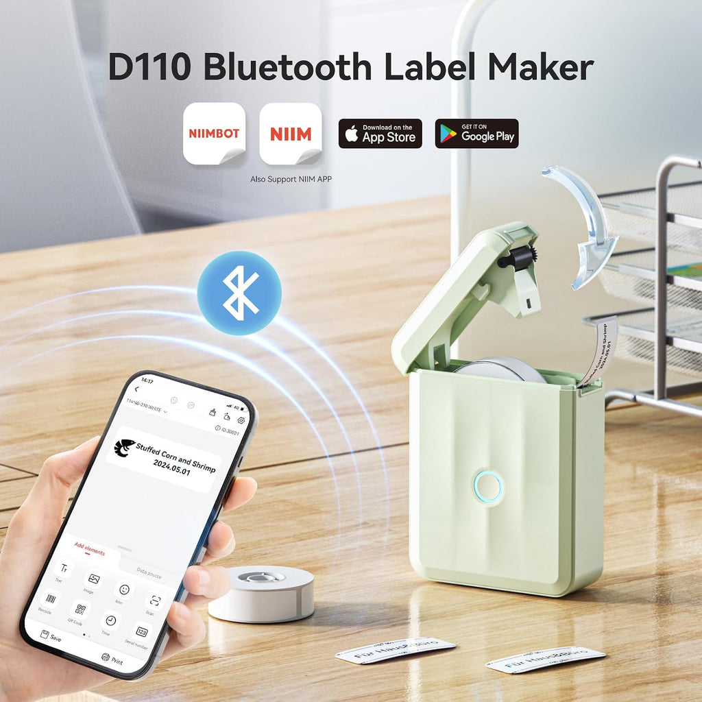 NIIMBOT D110 Label Maker Machine with Tape, Bluetooth Label Printer, Green - Image 7