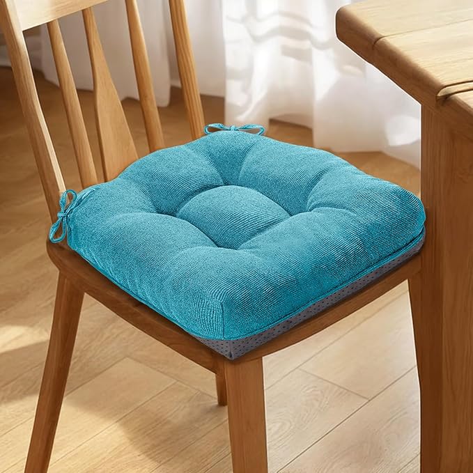 MAGIC ELEPHANT Chair Cushions for Dining Chairs, Memory Foam Kitchen Chair Cushions Set of 4, Non-Slip Thick Dining Room Chair Pads Seat Cushions, 15.5" x 15.5" x 4" (Aqua Blue) - Image 7