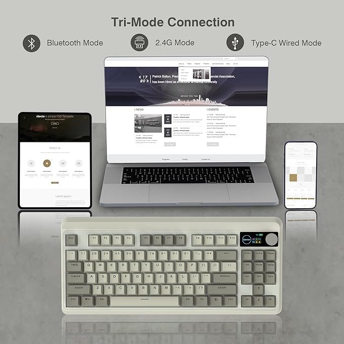 Womier Retro 75% Gaming Keyboard with OLED Display&Knob, M87 Pro Bluetooth 5.1/2.4GHz /USB-C Wireless Mechanical Keyboard with Hot-Swappable Custom Switch, Compact Gamer RGB Keyboard-Grey | M87 Pro Bluetooth 5.1/2.4GHz /USB-C Mechanical Gaming Keyboard... - Image 6