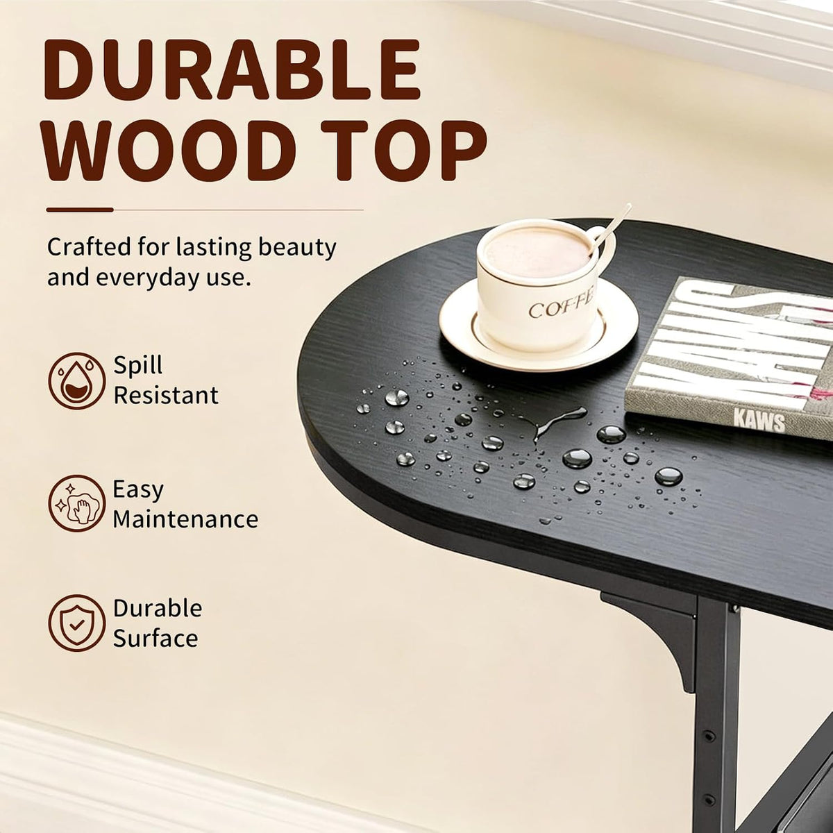 C Shaped End Table, Slide Under Small Side Table for Couch & Small Spaces - Image 6