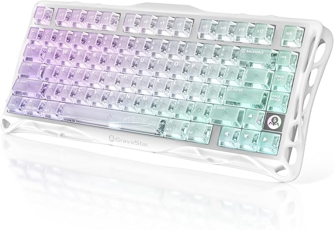 GravaStar Mercury K1 Lite 75% Wireless Mechanical Gaming Keyboard RGB | Gasket Mount, Hot Swappable Linear Switches, Creamy Sound Keyboard, 2.4GHz/USB-C/Bluetooth 5.0, for Win/Mac by GravaStar