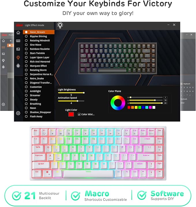 RK ROYAL KLUDGE RK84 Wireless RGB 75% Hot Swappable Mechanical Keyboard | 84 Keys Wireless Gaming Keyboard w/High-Capacity Battery, Triple Mode BT5.0/2.4G/USB-C, RK Custom Switch, Pro Driver Support - Image 5