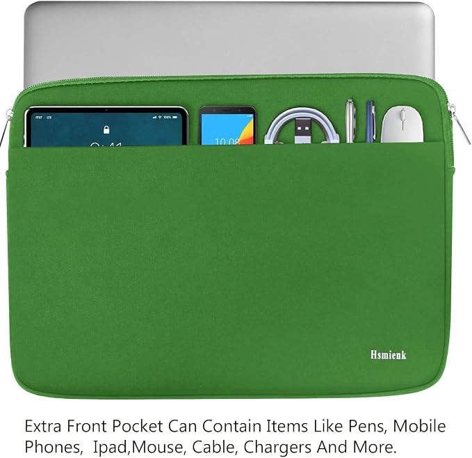 Laptop Sleeve 15.6 inch, Laptop Case Shockproof Protective Notebook Bag with Accessory Pocket, Briefcase Carrying Computer Sleeve for 15.6" HP, ASUS, Dell, Lenovo, Acer -Green - Image 2