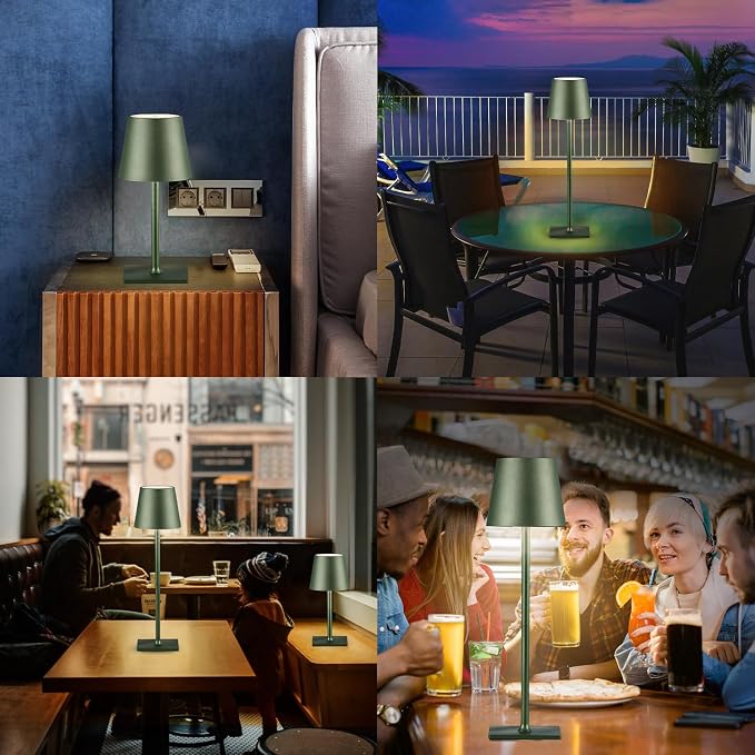 CHLORANTHUS 2 Pack Cordless Table Lamps, 3 Colors Stepless Dimming, 5000mAh Rechargeable Battery LED Desk Lamp for Bedroom/Couple Dinner/Desk/Cafe/Dining Room/Terrace - Image 8