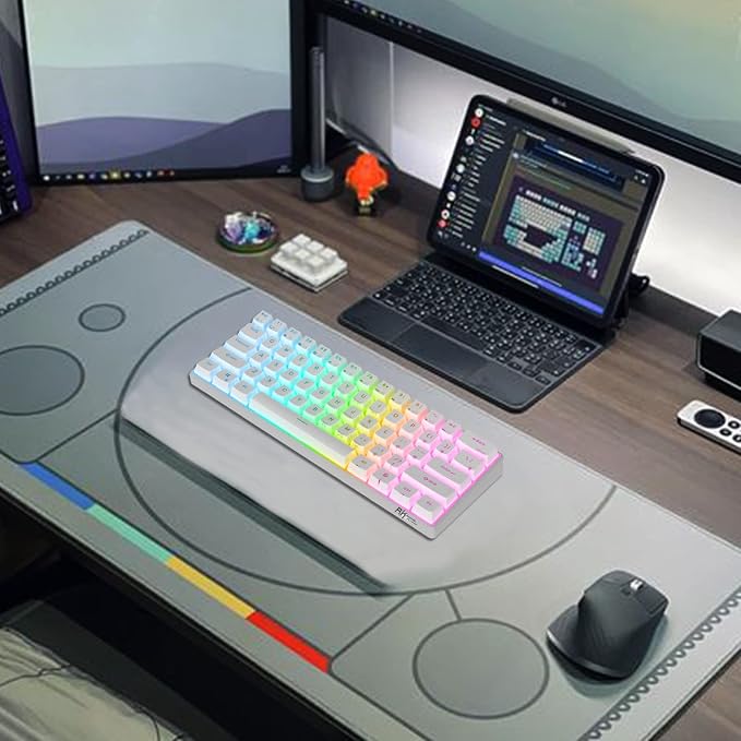 RK ROYAL KLUDGE RK61 Wired 60% Mechanical Gaming Keyboard Programmable QMK/VIA RGB Backlit 61 Keys Ultra-Compact Hot Swappable Blue Switch White - Image 8