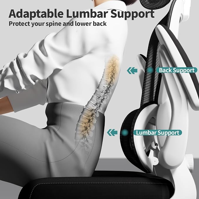 TRALT Office Chair Ergonomic Desk Chair - Gaming Chair with Lumbar Support | 330 LBS Home Office Desk Chairs with Headrest, Reading Chair with Flip-up Armrests, Comfortable Computer Chairs (1, Black) - Image 5
