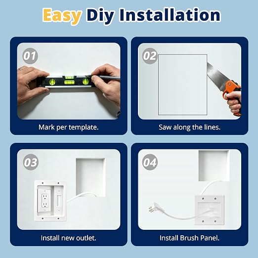 in Wall Cable Management Kit, TV Cable Hider Wall Kit, Hide Messy Wires, Recessed Outlet Box with 9.8FT Cord for Wall Mount TV, Home Theater, Cords Organizer, Living Room, Family Room, Office - Image 7
