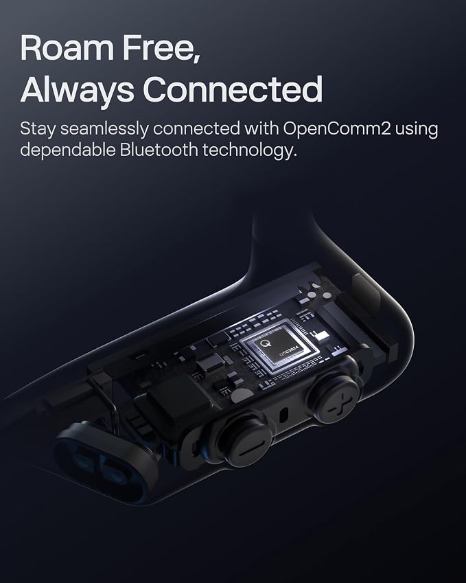 SHOKZ OpenComm2 Open-Ear Bluetooth Headset, Noise-Canceling Mic | Bone Conduction Headphones；Mute Button for Work Calls and Meetings; PC and Mac Compatible；16-Hour Battery Life & Quick Charge - Image 6