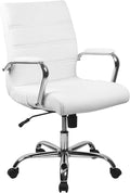 Flash Furniture Mid-Back White LeatherSoft Executive Swivel Office Chair with Chrome Base and Arms by FlashFurniture