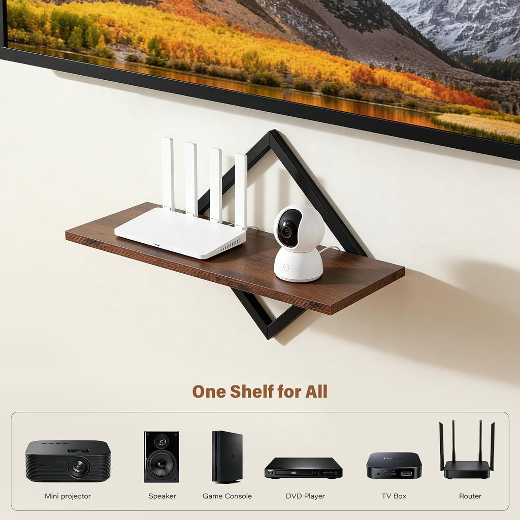 DAWASAPAT Projector Wall Mount Shelf, 14.97" x 7.87" Floating Shelf for Projector, Router, Modem, Cable Box, Xbox, PS5 - Sturdy Projector Mount Rack Holder Stand - Image 4