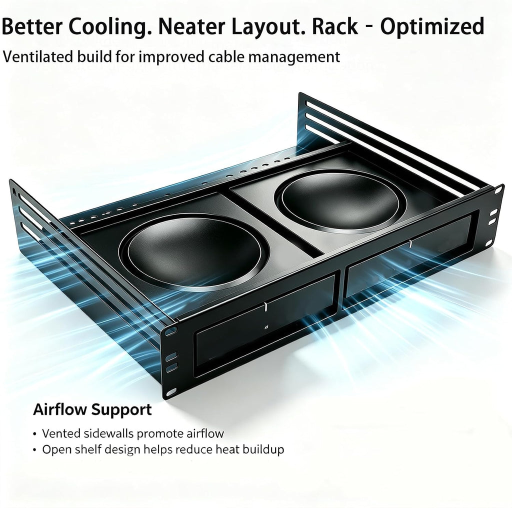 19" 2U Rack Mount Shelf for Sonos Amp, Holds 2 Amps, 14" Deep - Image 5